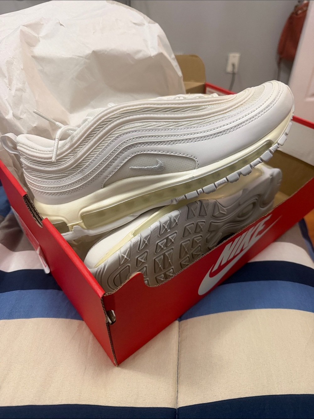 Nike Men’s White/Cream Air Max 97 Sneakers